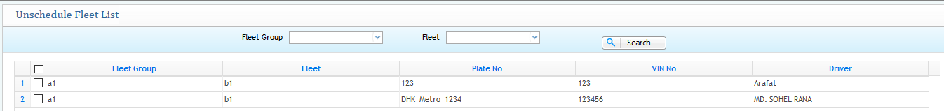 Unscheduled Fleet List